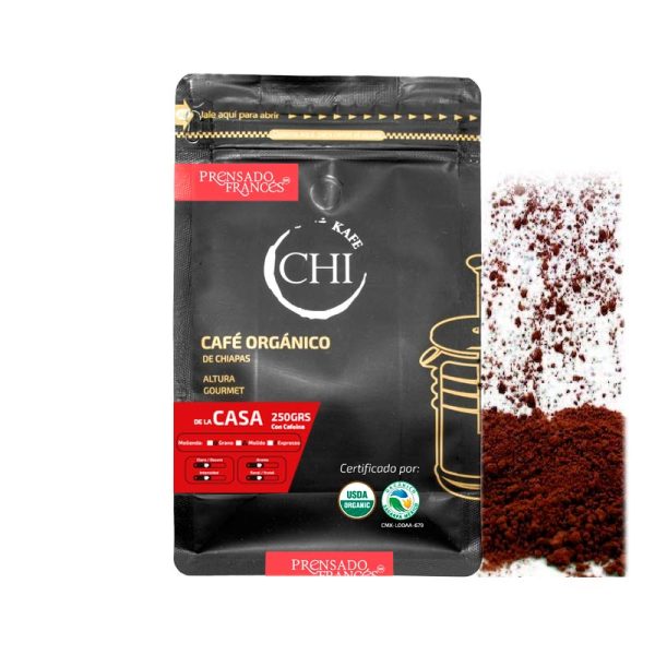 Café Orgánico de Chiapas 250gr - Molido Americano, Con Cafeína
