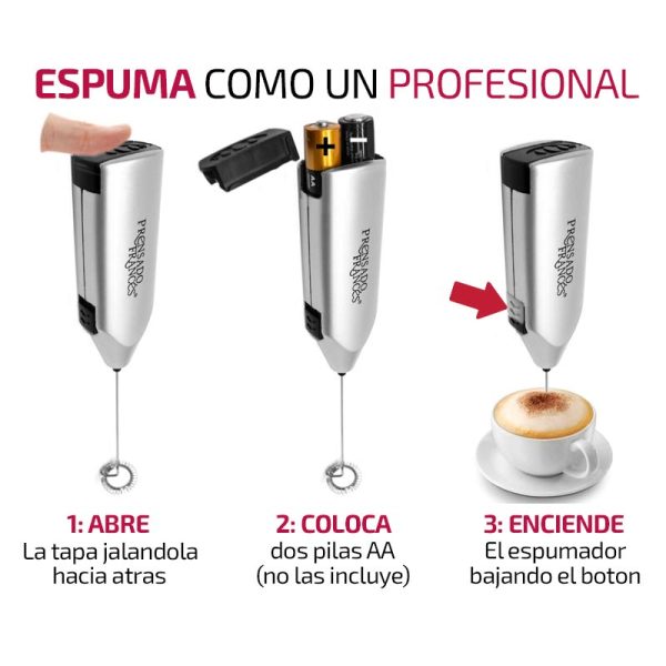 Espumador de Leche para Latte o Capuchino - Negro - Imagen 3